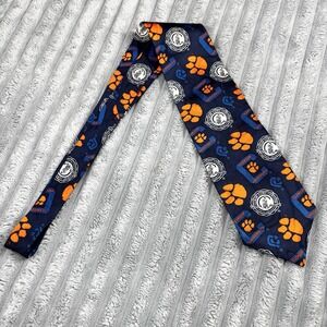 Wembley Clemson Tigers Navy Orange‎ Silk Neck Tie Wide Necktie 57" Length 4" USA